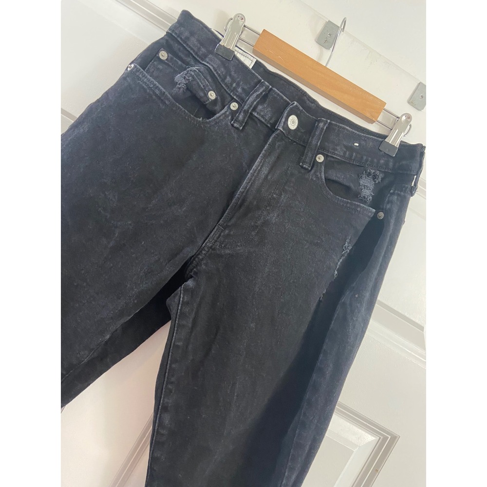 Abercrombie & Fitch Men Athletic Slim Jeans 28x32 Washed Black Distressed Denim